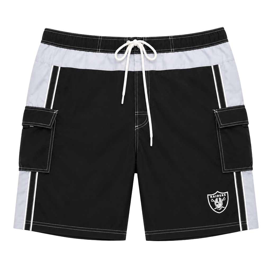 NFL Las Vegas Raiders Swim Trunks Size XXL Black White Board Shorts 1
