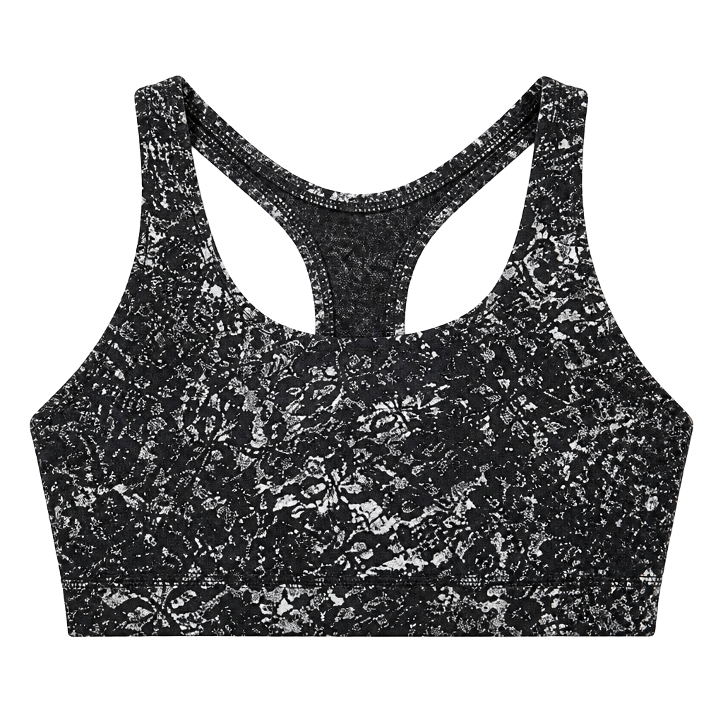 Lululemon Energy Bra Size 2 Black Gray Abstract Print Medium Support 1