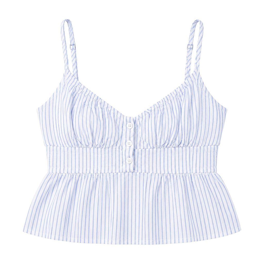 Brandy Melville Tiffany Tank Top Blue White Striped Babydoll Cami OS 1