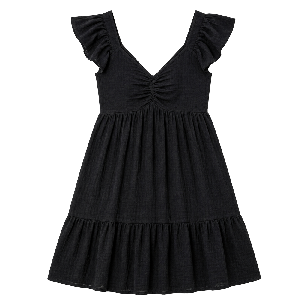 Thirty/Thirty LA Black Smocked Babydoll Mini Dress Medium 1