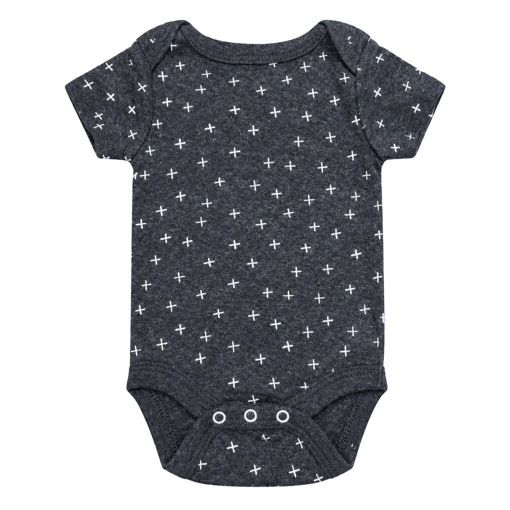 Cloud Island Baby Short Sleeve Bodysuit Gray Cross Print Newborn 1