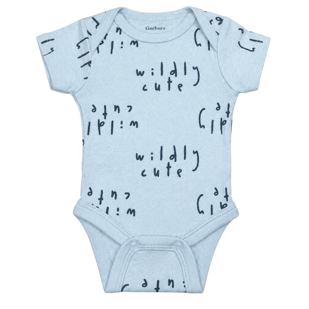 Gerber Onesies Baby Wildly Cute Bodysuit Blue Short Sleeved Newborn 1