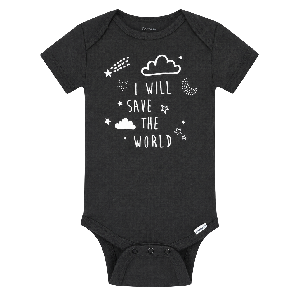 Gerber Onesies Baby Boy Short Sleeve Bodysuits Black Newborn 1
