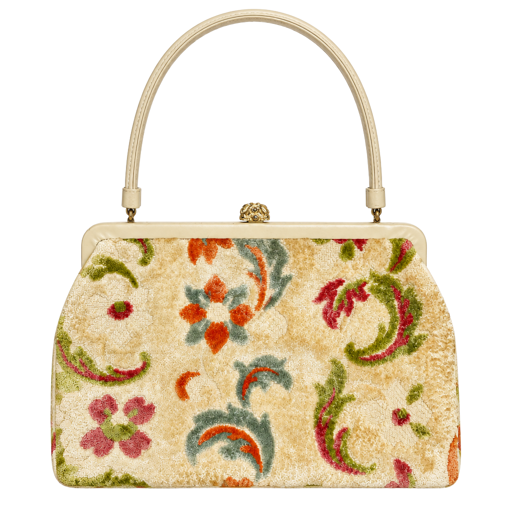 Vintage Floral Tapestry Carpet Bag Handbag L & M handbag from the 1950-1960’s 1