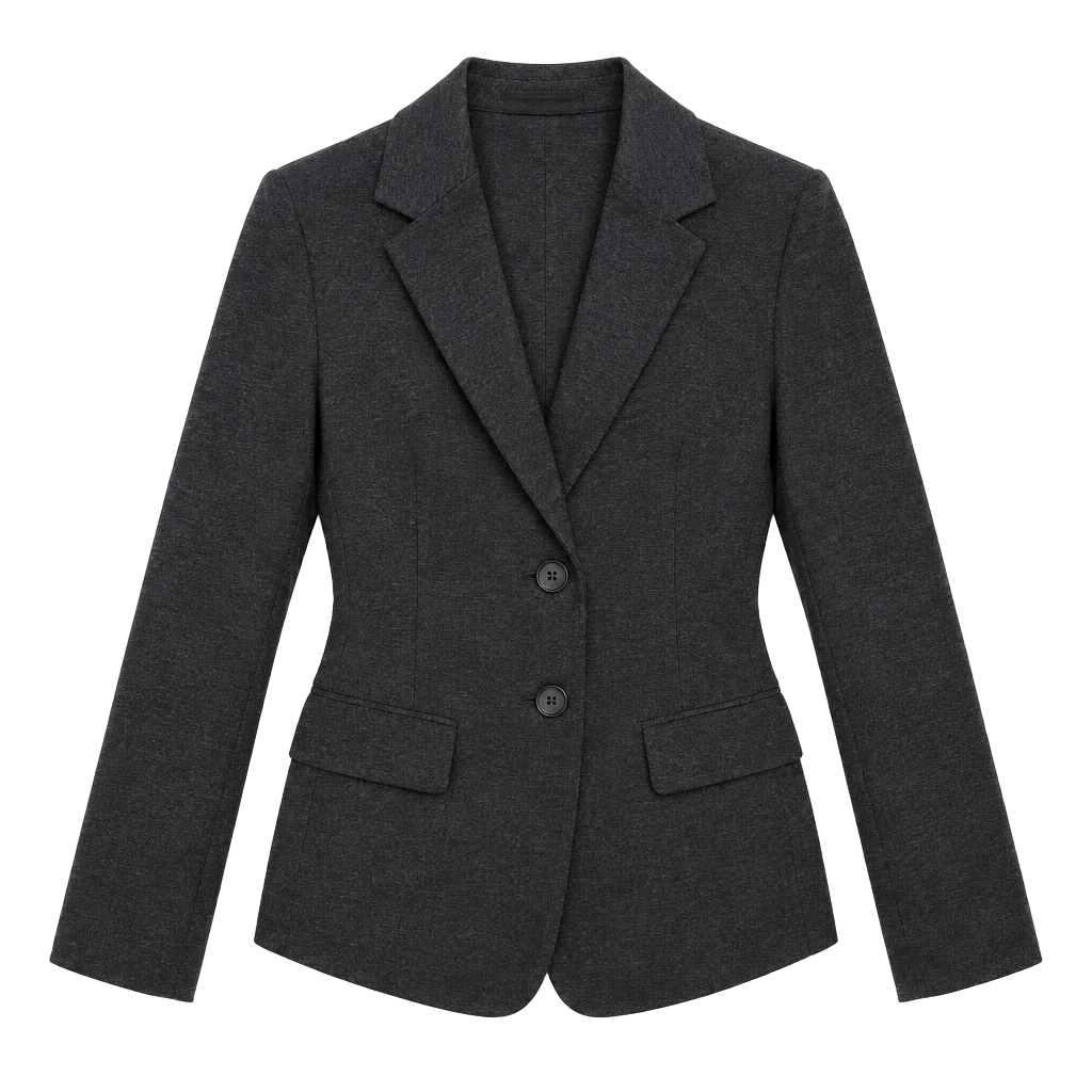 124-Jones New York Collection Stretch Blazer Size 8 Gray Two-Button Jacket 1