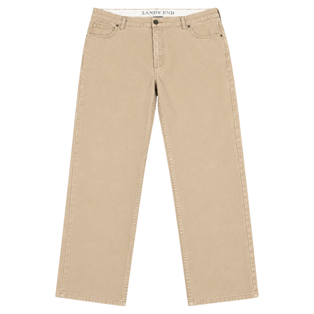 034- Lands' End Traditional Fit Mens Jeans 38x30 Khaki Straight Leg 1