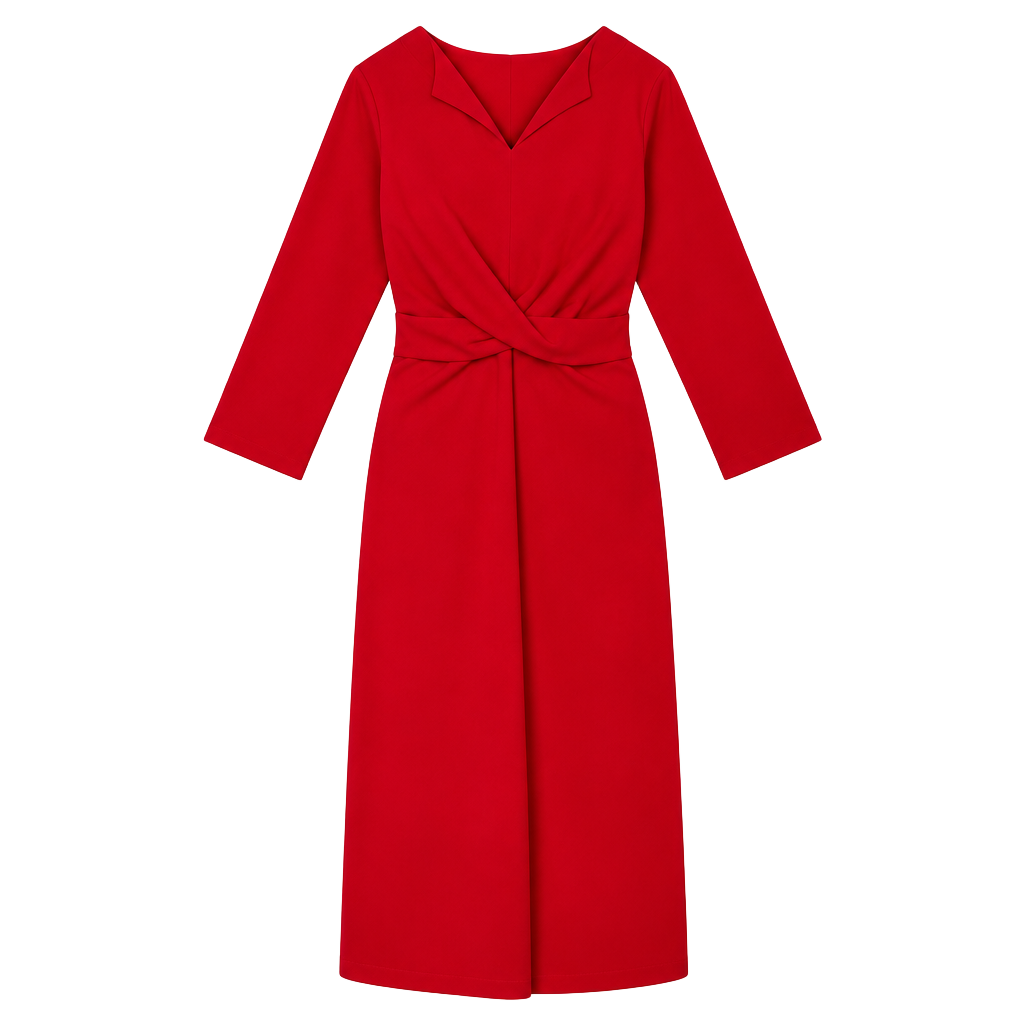 104-Talisea Red Midi Dress Size 22W V-Neck Twist Front 1
