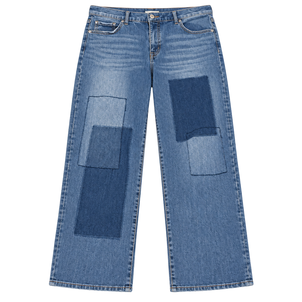 074-LOGO by Lori Goldstein Boyfriend Jeans Size 10P Medium Wash Patchwork 1