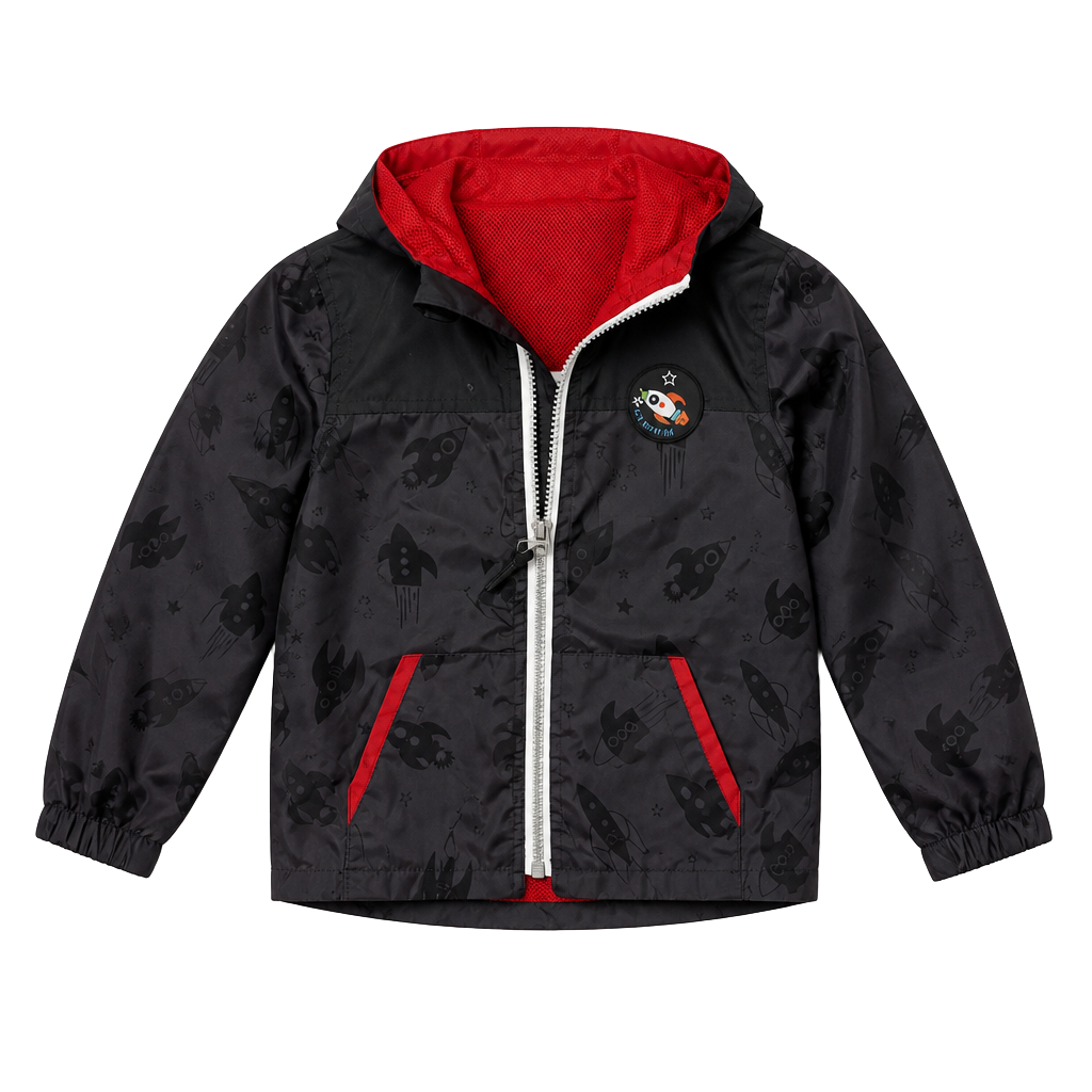 iXtreme Toddler Boys Rocket Ship Print Hooded Windbreaker Jacket Size 3T 1