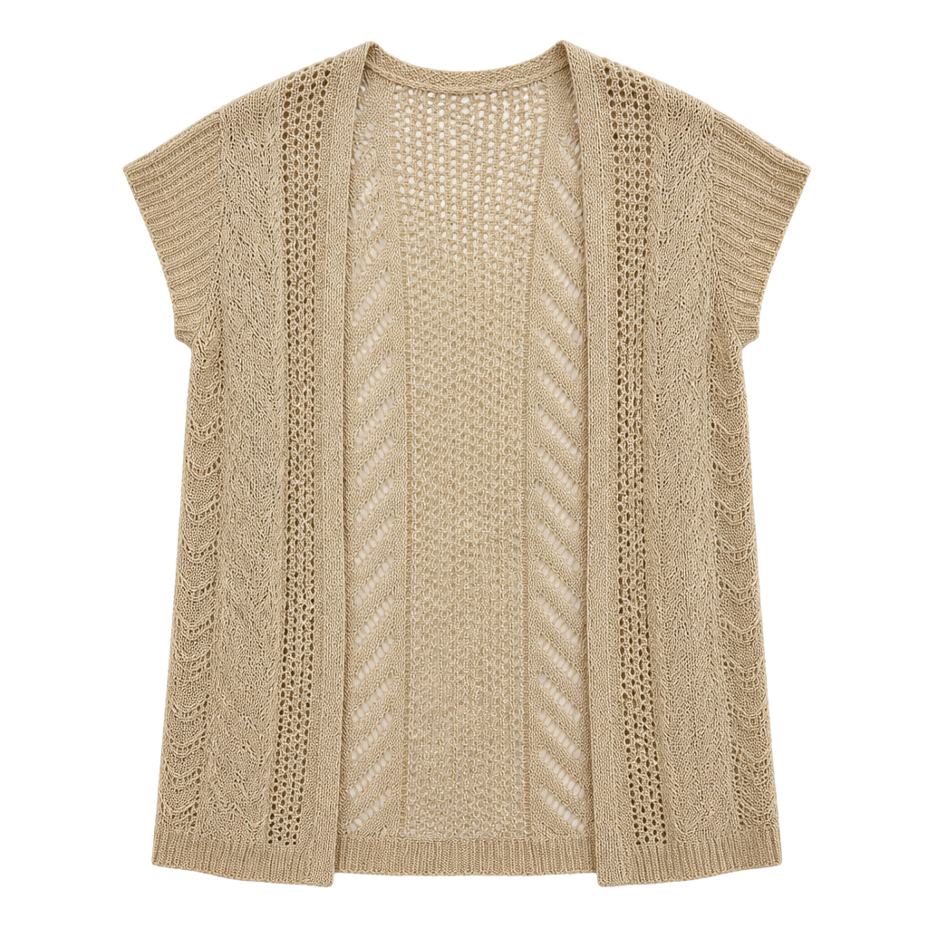 Maurices Cream Open Front Crochet Knit Cardigan Sleeveless Duster 1