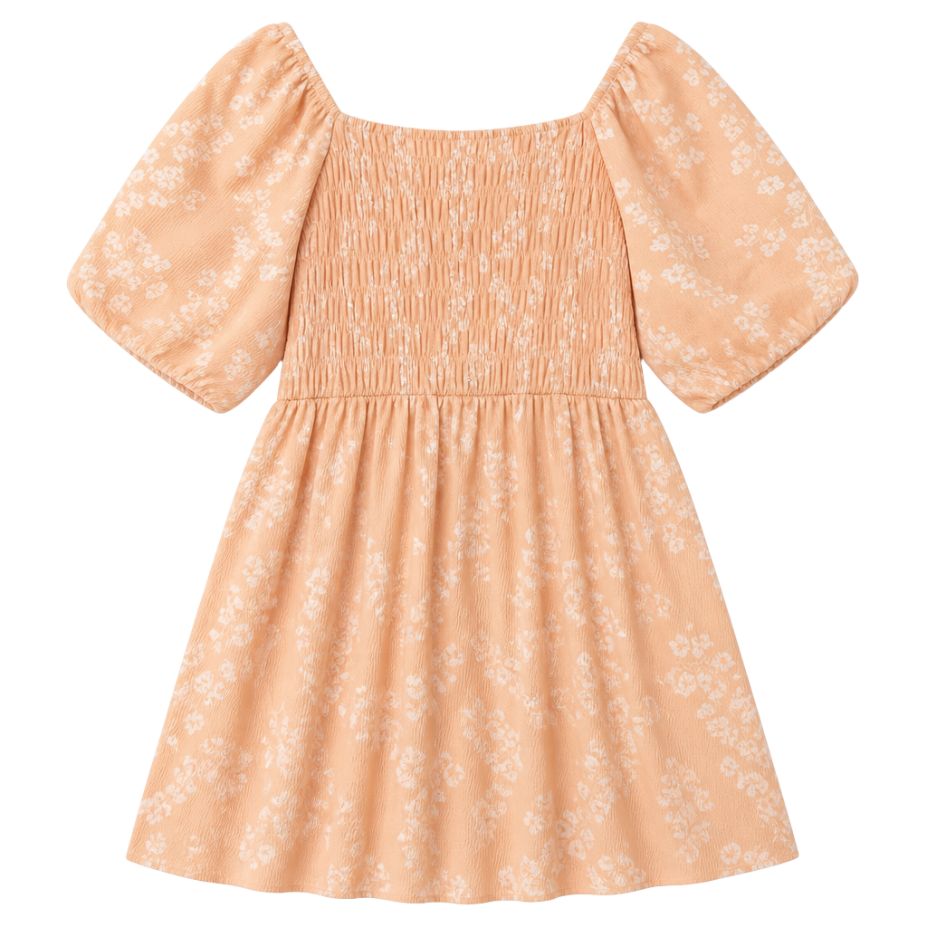 EUC LuLaRoe Alina Smocked Puff Sleeve Midi Dress in Peach Floral Print, large 1