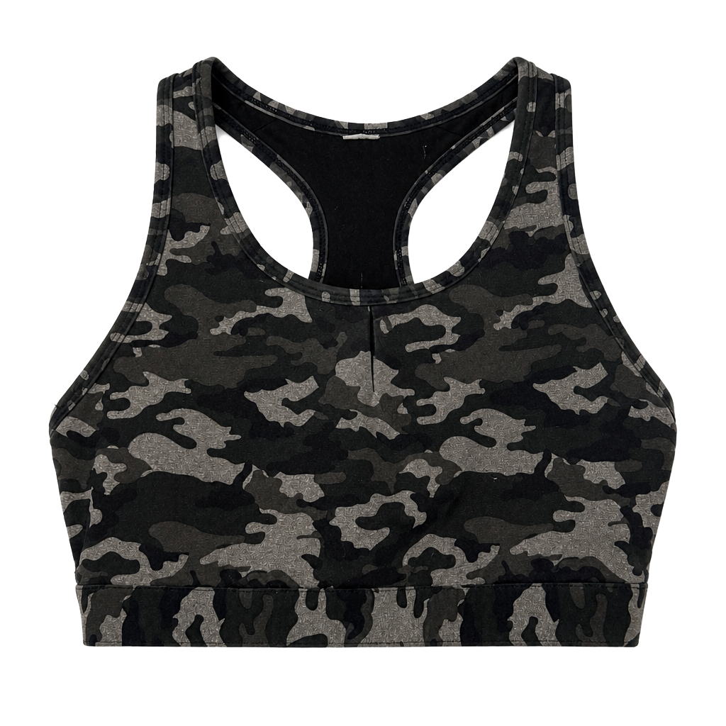 GUC Fabletics Camo Medium Impact Sports Bra w/ Hook & Eye Back Closure, L / XL 1