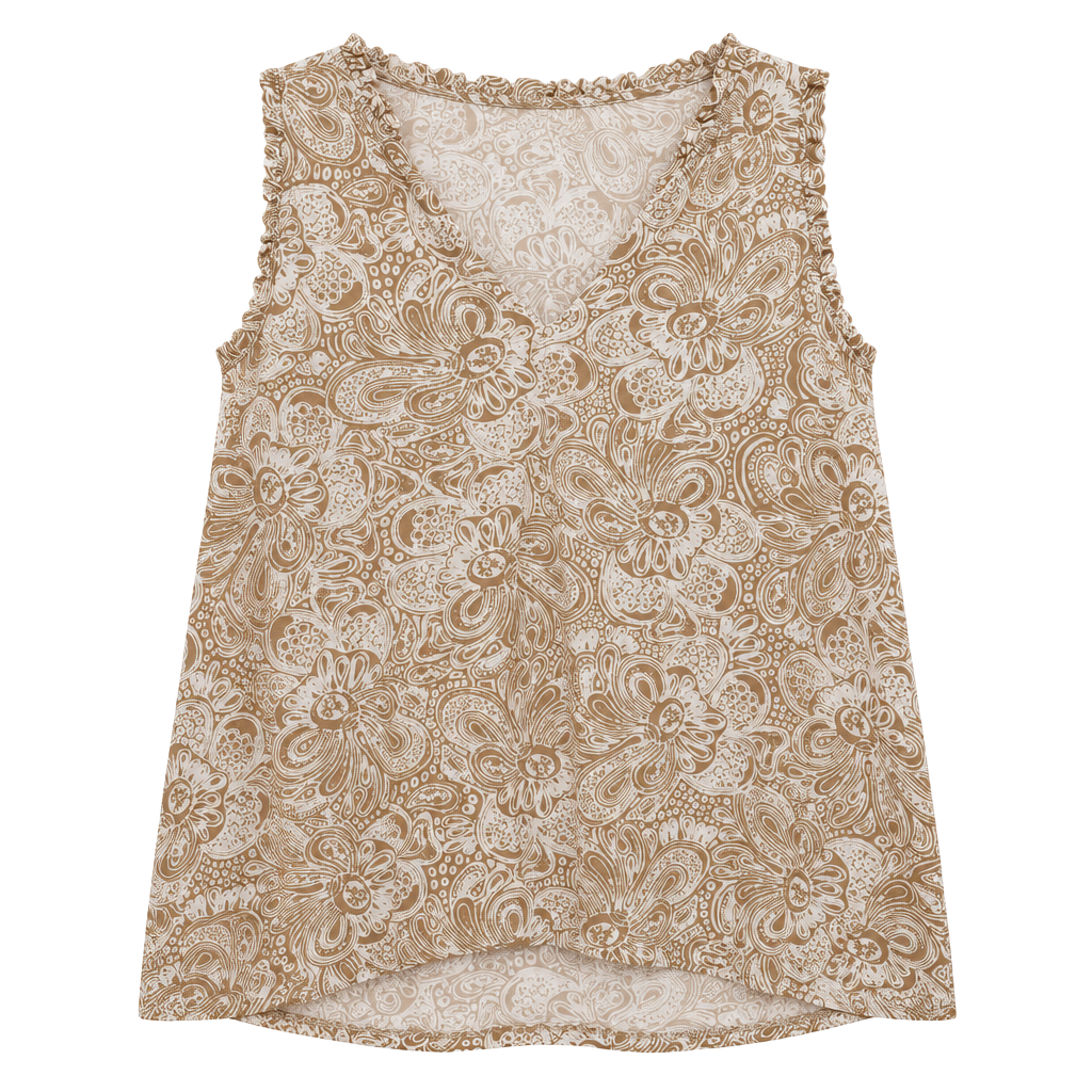 GUC Micheal Michael Kors Sleeveless Paisley Ruffle Trim Top P/XL 1