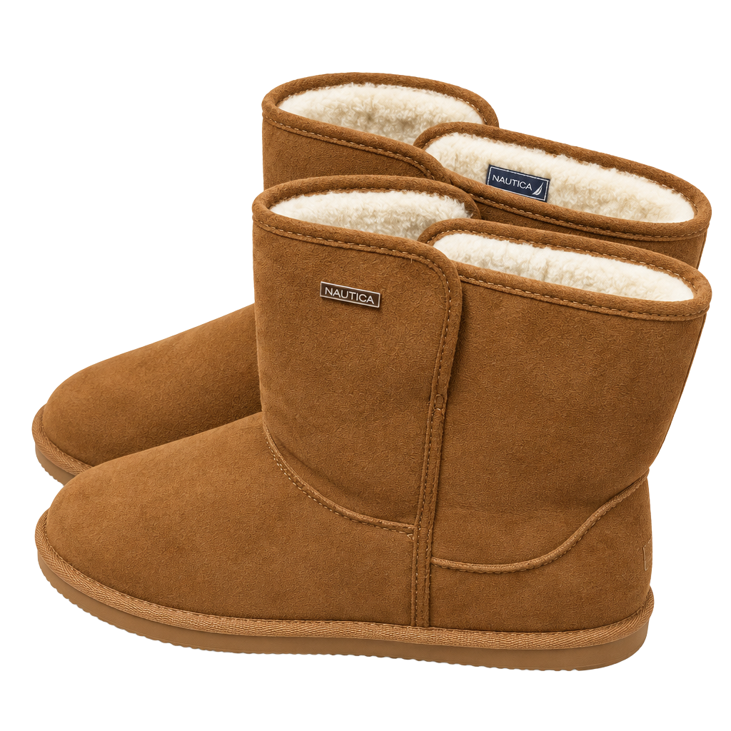 Nautica Bruton Youth Boots Size 5 Tan Faux Shearling 1