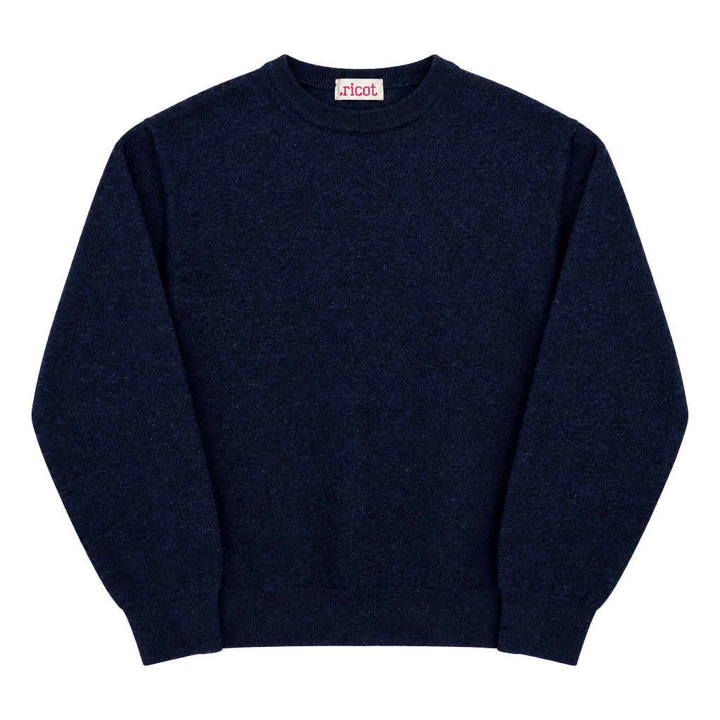 Tricot Sweater Size 52/L Black Italian Wool Crewneck 1
