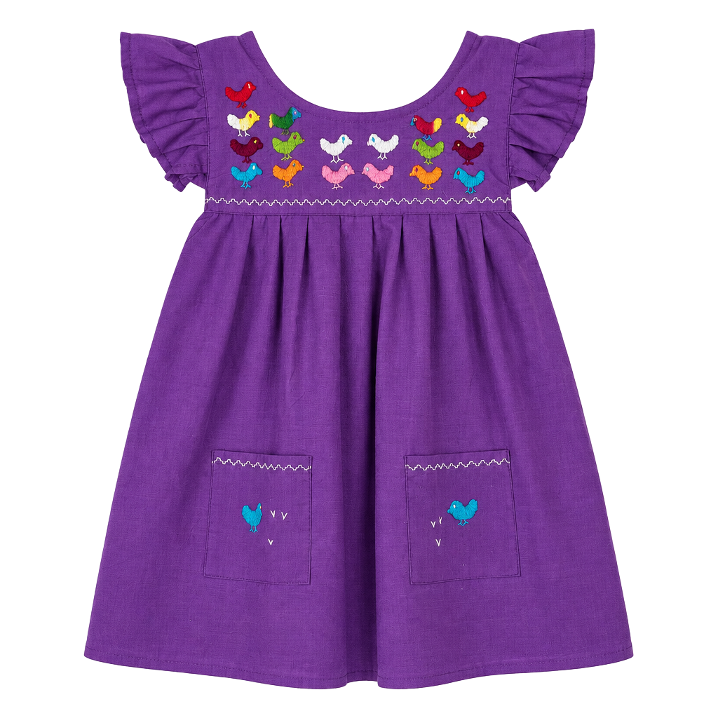 Girl's Embroidered Sleeveless Mumu Dress in Purple from Mexico, size 4T 1