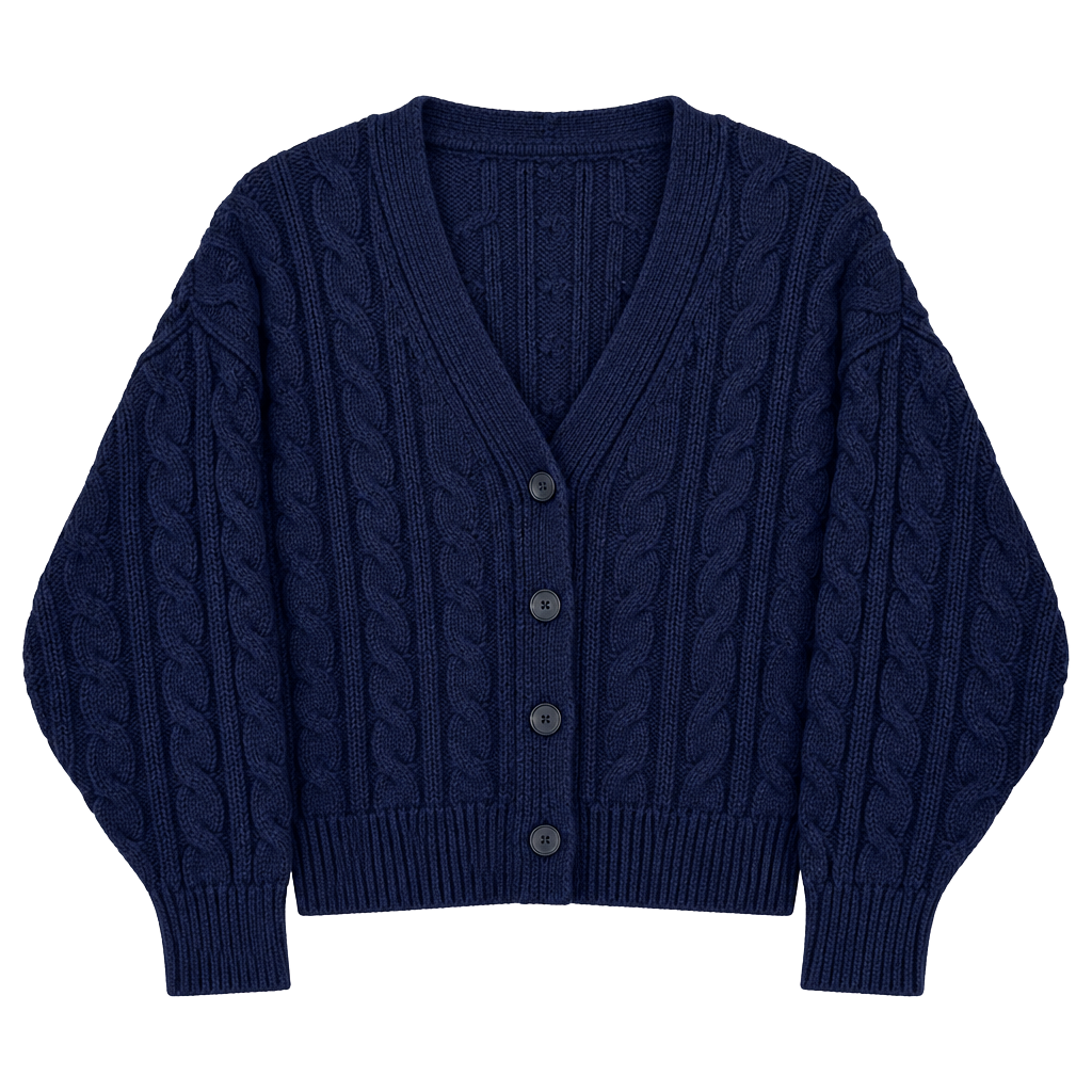 Gap Cable Knit Cardigan Sweater, Size S Petite Navy Blue 1