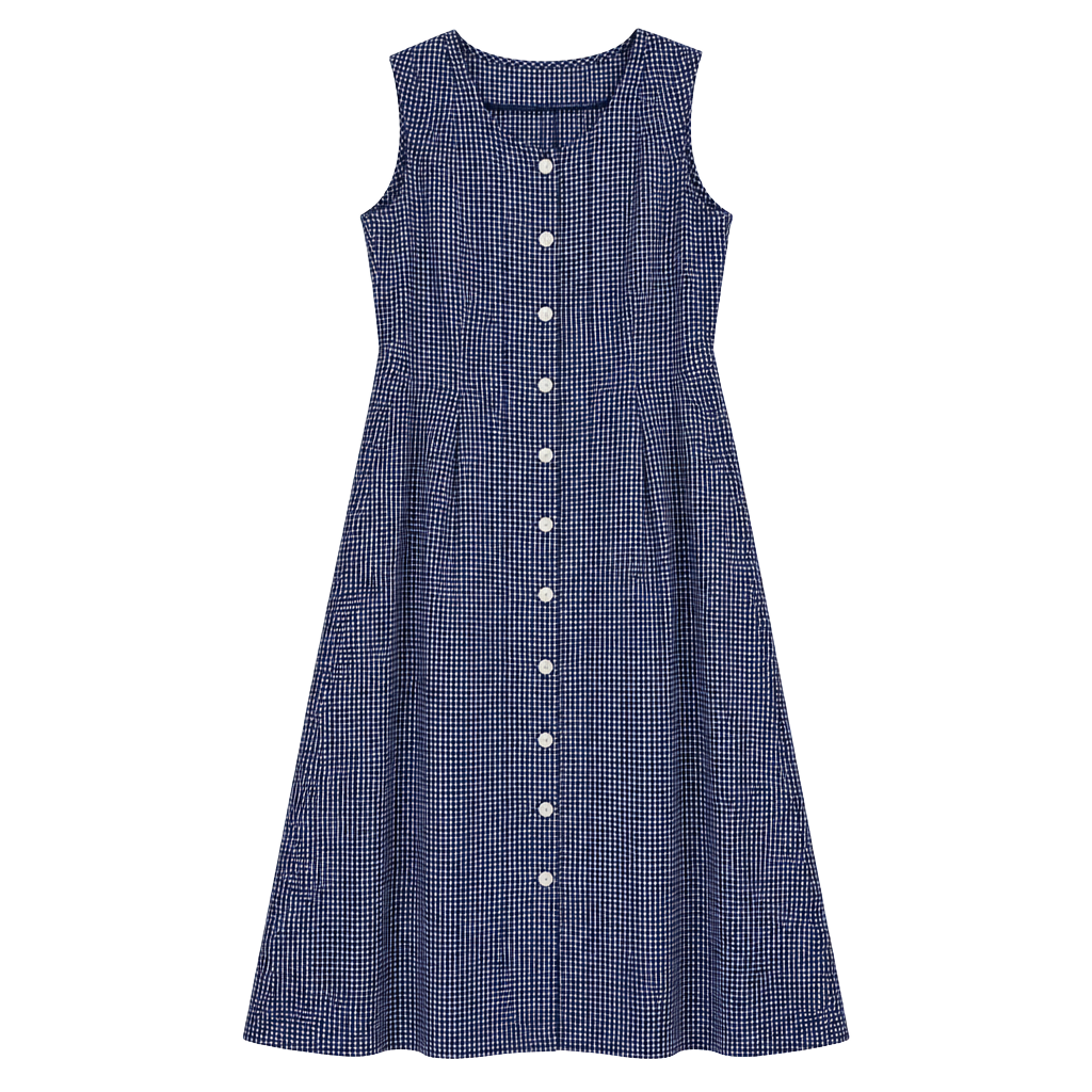 Vintage Kathie Lee Sleeveless Gingham Midi Dress, Size 10 Blue & White 1