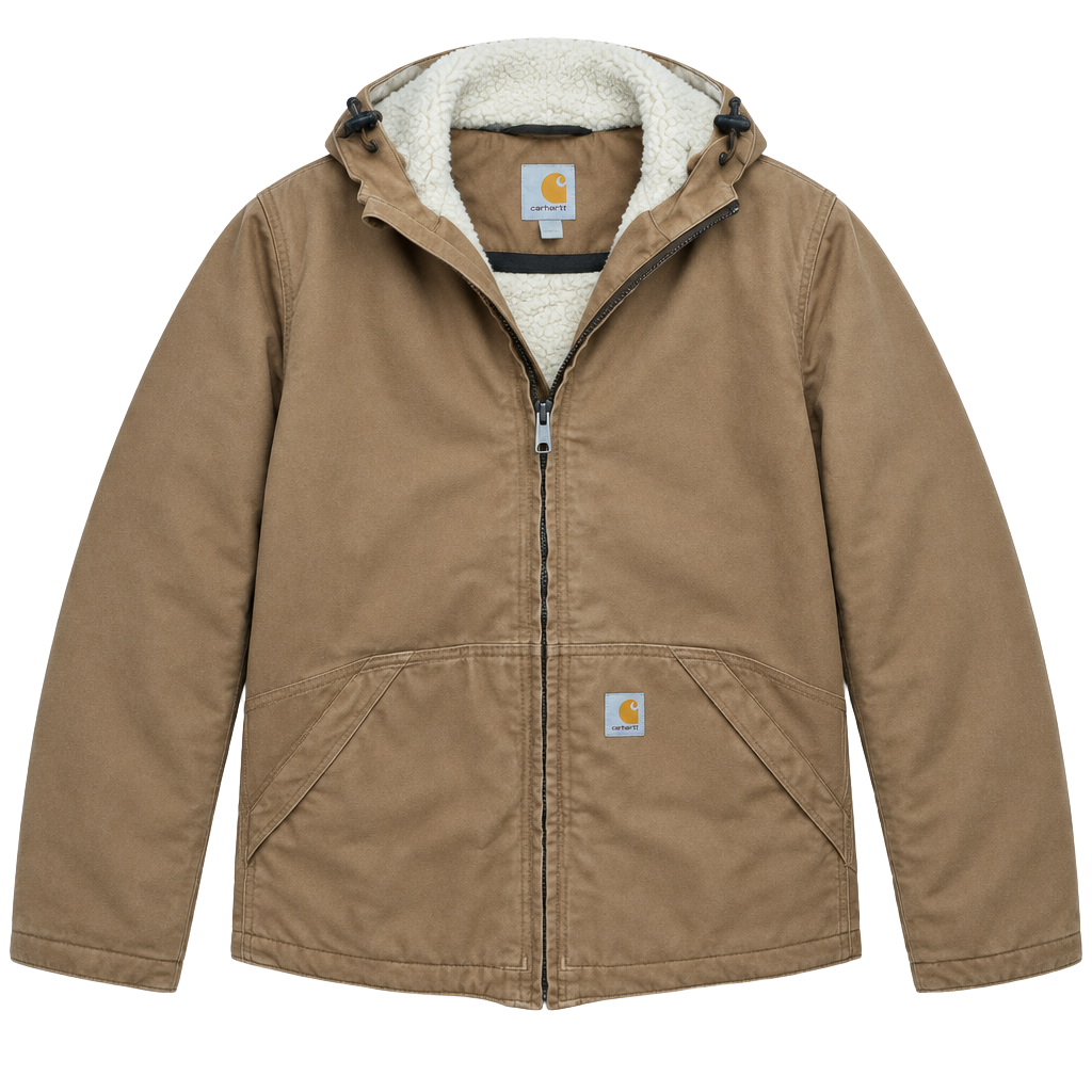 This is no ordinary jacket! Carhartt FR Full Swing Quick Duck Jacket Brown Sherpa Lined 1