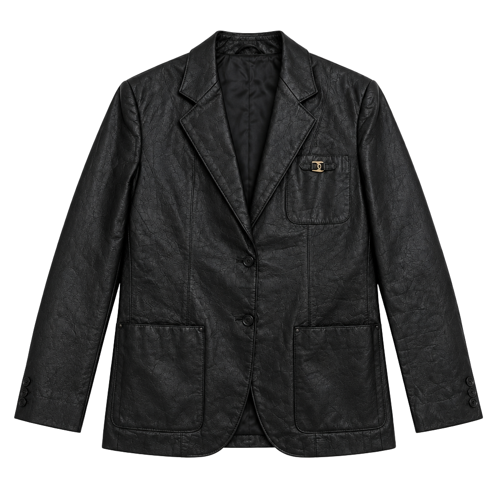 Etienne Aigner Leather Blazer Size 10 Black 1