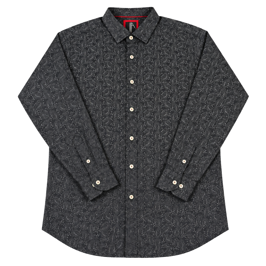 Via Uomo Black Paisley Button Up Shirt Men’s XL 1