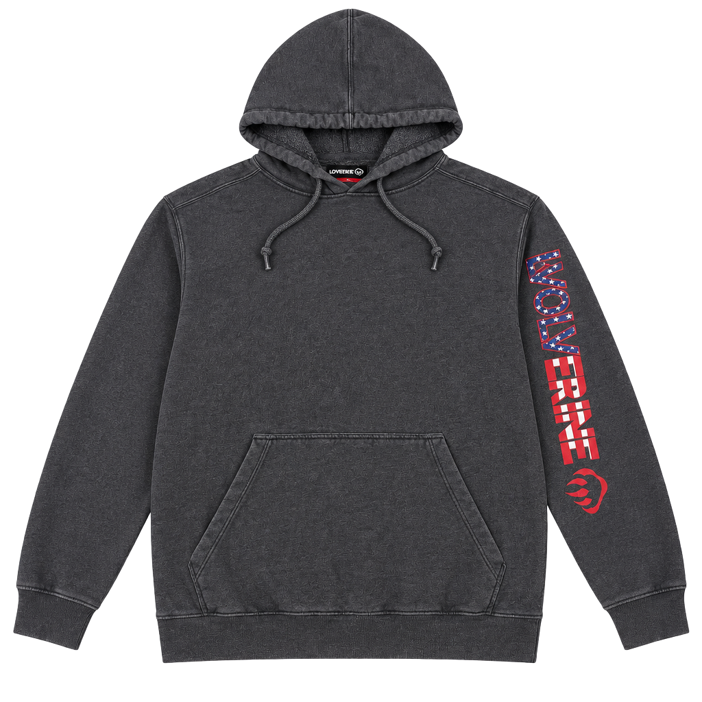 Wolverine Black USA Sleeve Logo Hoodie Sweatshirt Men’s XL 1
