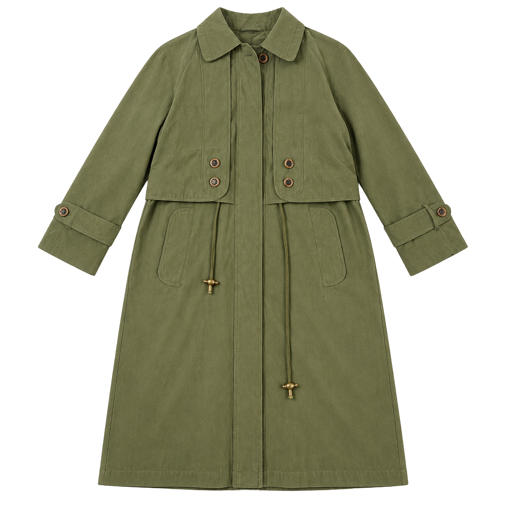 Vintage A2 Trench Coat Olive Green Capelet Double Breasted Lined Women’s 10D/P 1