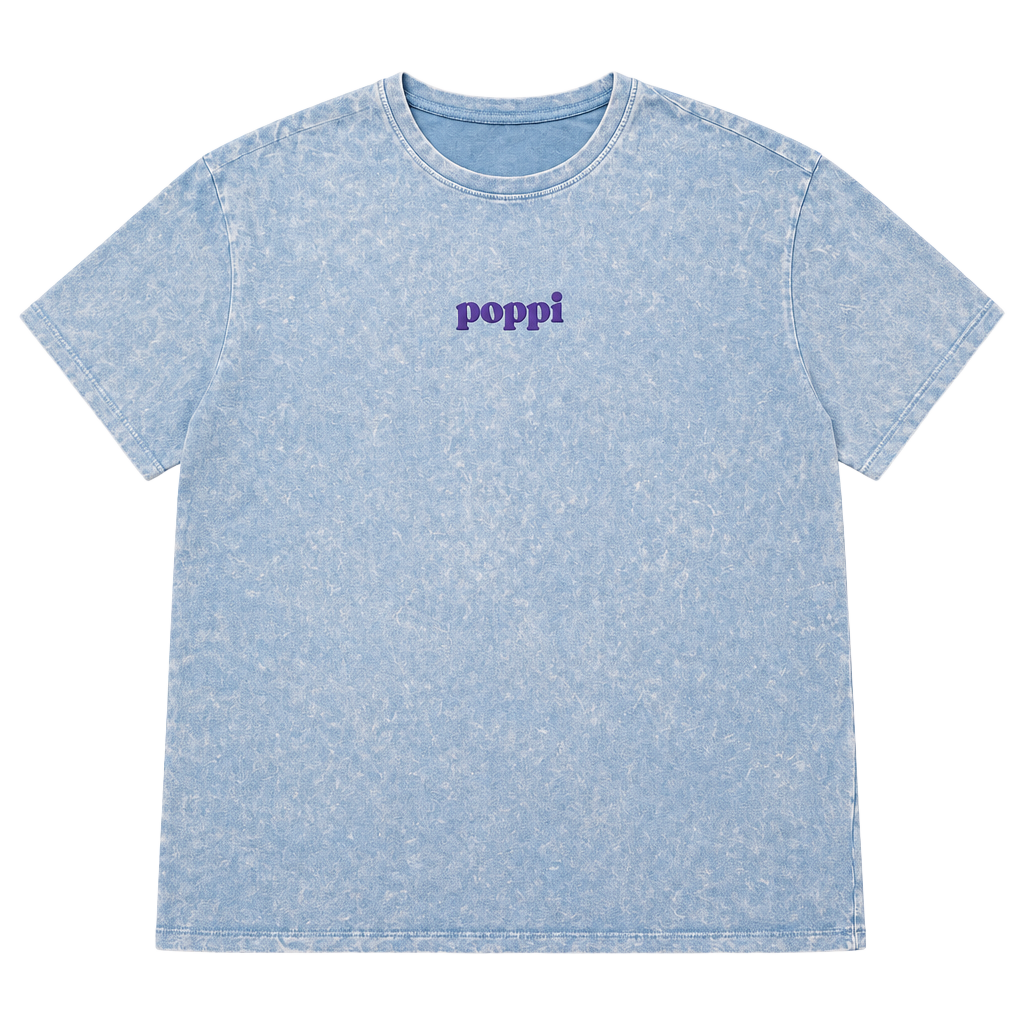 Poppi Taste The Future T-Shirt Size XL Blue Acid Wash Graphic Tee 1