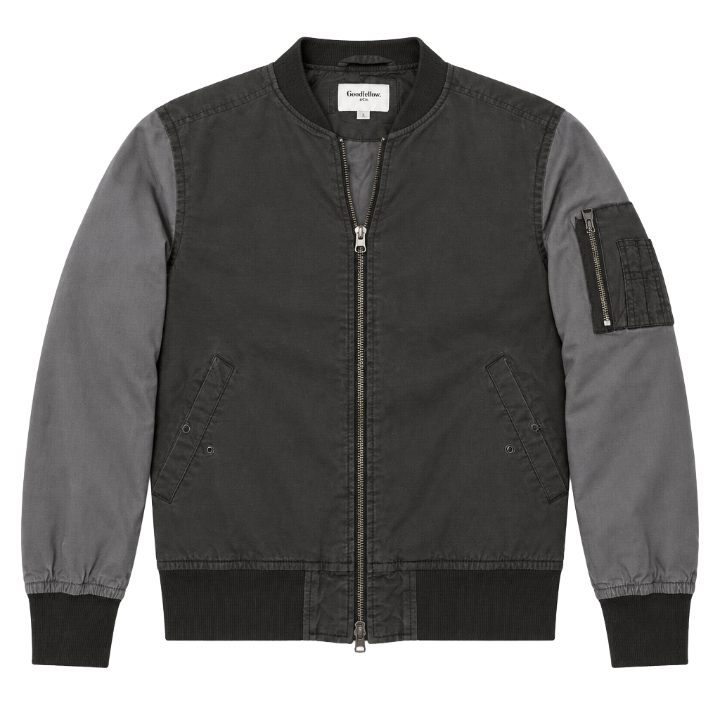 Goodfellow & Co Bomber Jacket Size M Gray Full Zip Cotton 1