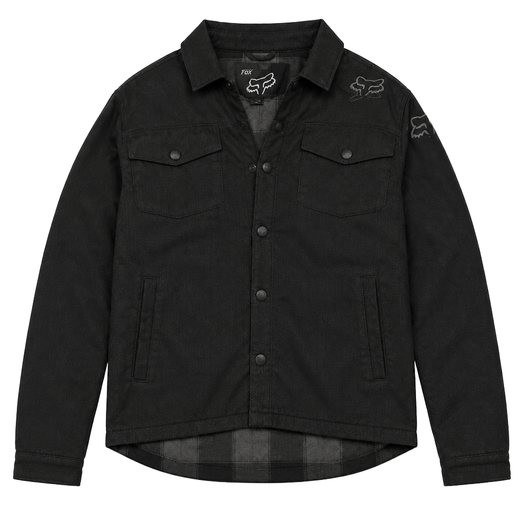 Fox Racing Jacket Size M Black Flannel Lined Snap Up 1