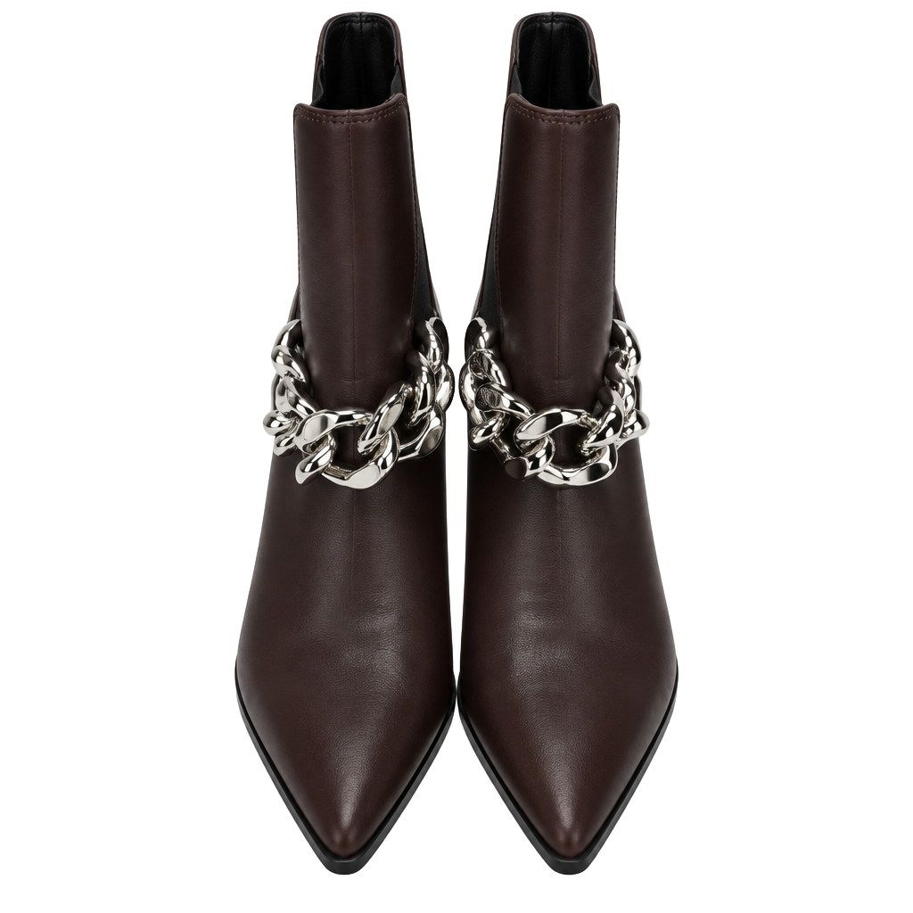 Marc Fisher Henly Bootie Size 9M Brown Leather Chain 1