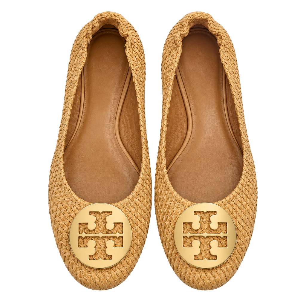 Tory Burch Logo Snake Embossed Leather Ballet Flats 1