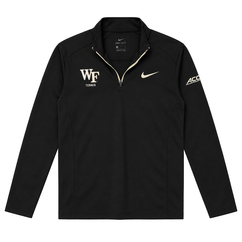 Nike Wake Forest Tennis 1/4 Zip Size M Black Jacket 1