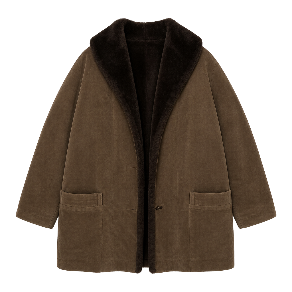 Vintage Sport Ease Fashions Brown Suede Acrilan Faux Fur Lined Coat 1