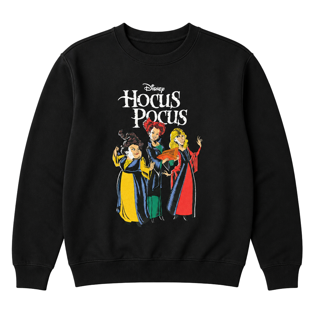 Disney Hocus Pocus Animated Graphic Crewneck Sweatshirt Black Size XL 1