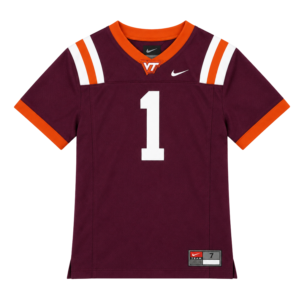 Nike Virginia Tech Hokies Football Jersey Size 7 Maroon 1