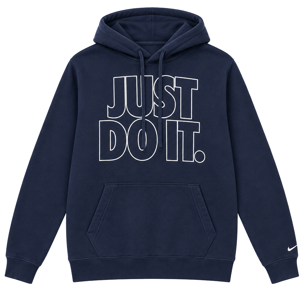 Nike Just Do It Hoodie Mens Large L Navy Blue JDI Graphic Pullover Sweatshirt 1