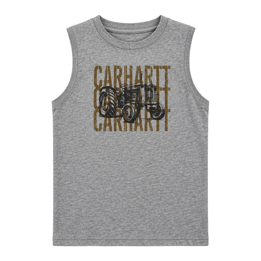 Carhartt Tractor Graphic Tank Top Size 5 Gray Sleeveless Shirt 1