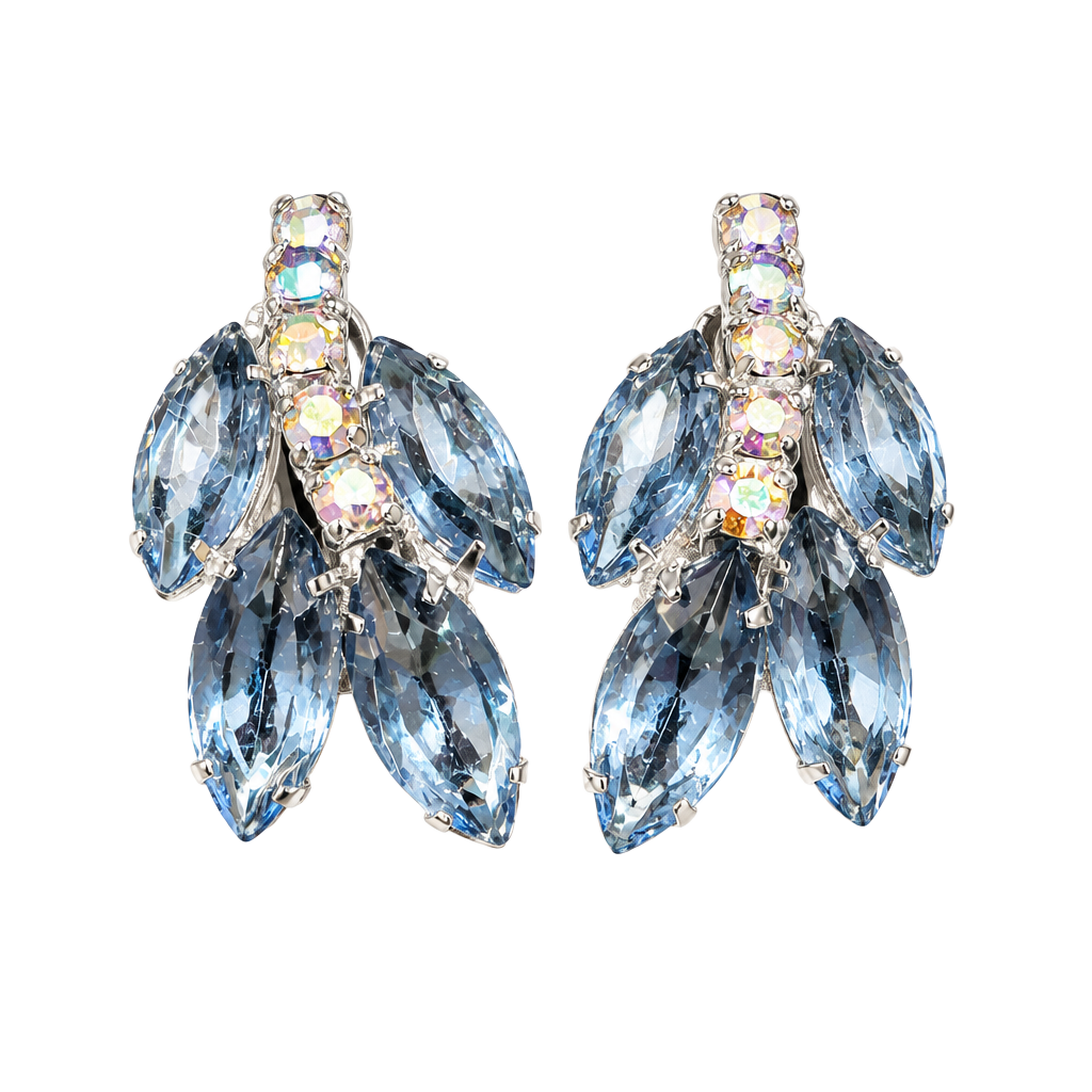 Vintage blue clip on earrings 1