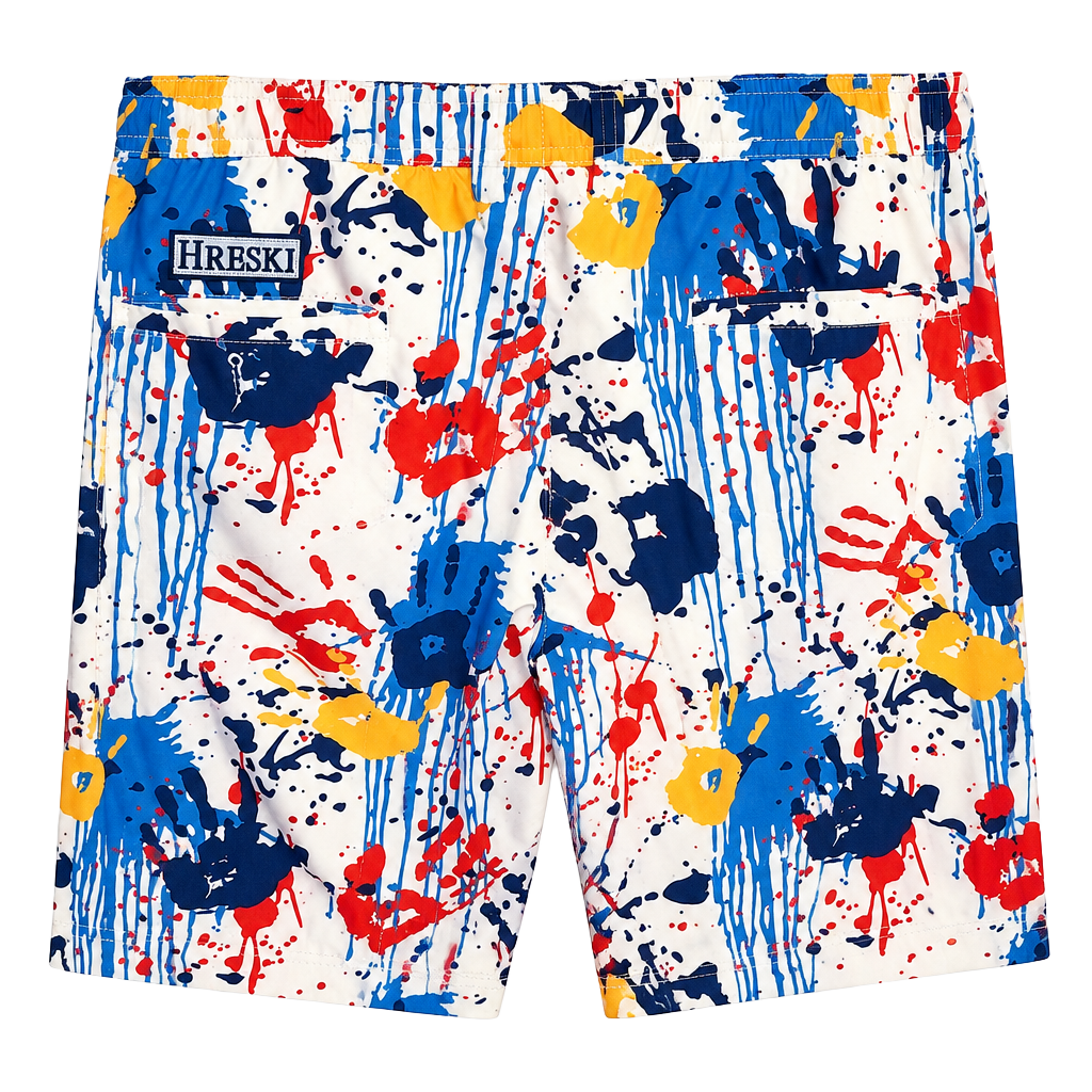 Hreski Hands Golf Shorts Size 38” WaistMulti Paint Print 1