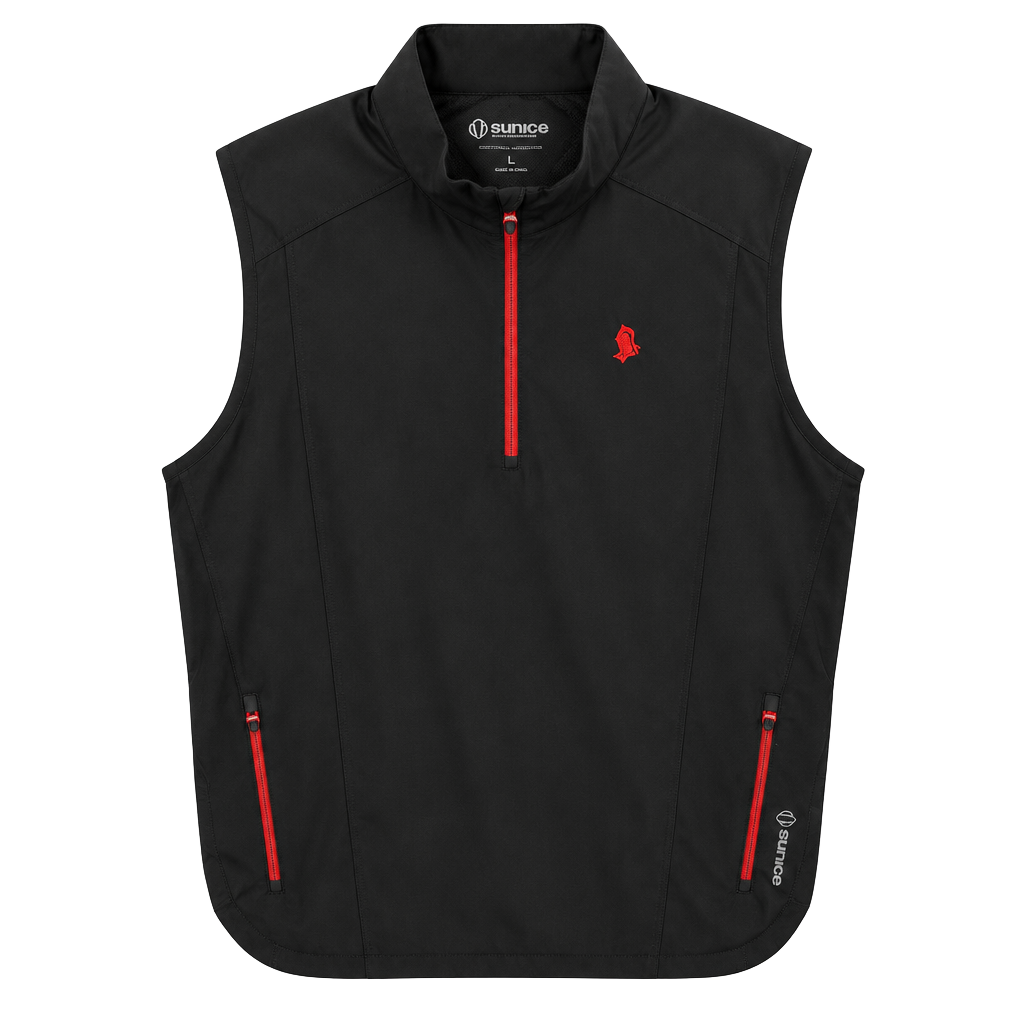 Sunice Golf Vest Size L Black Red Half Zip Outerwear 1