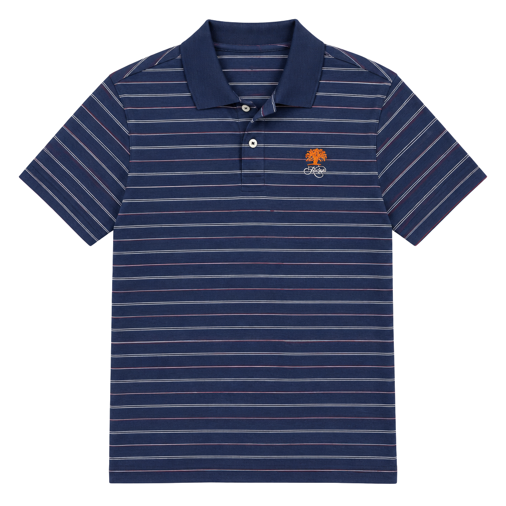 Divots Golf Polo Size L Blue Striped Kiawah Tree Logo 1