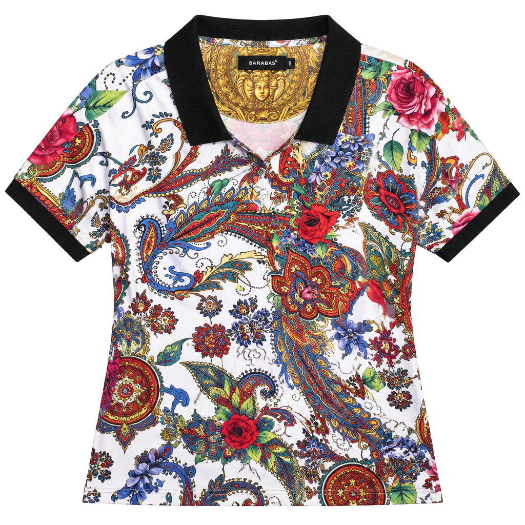 Barabas Polo Shirt Size 4XL Multi Floral Paisley NWOT 1