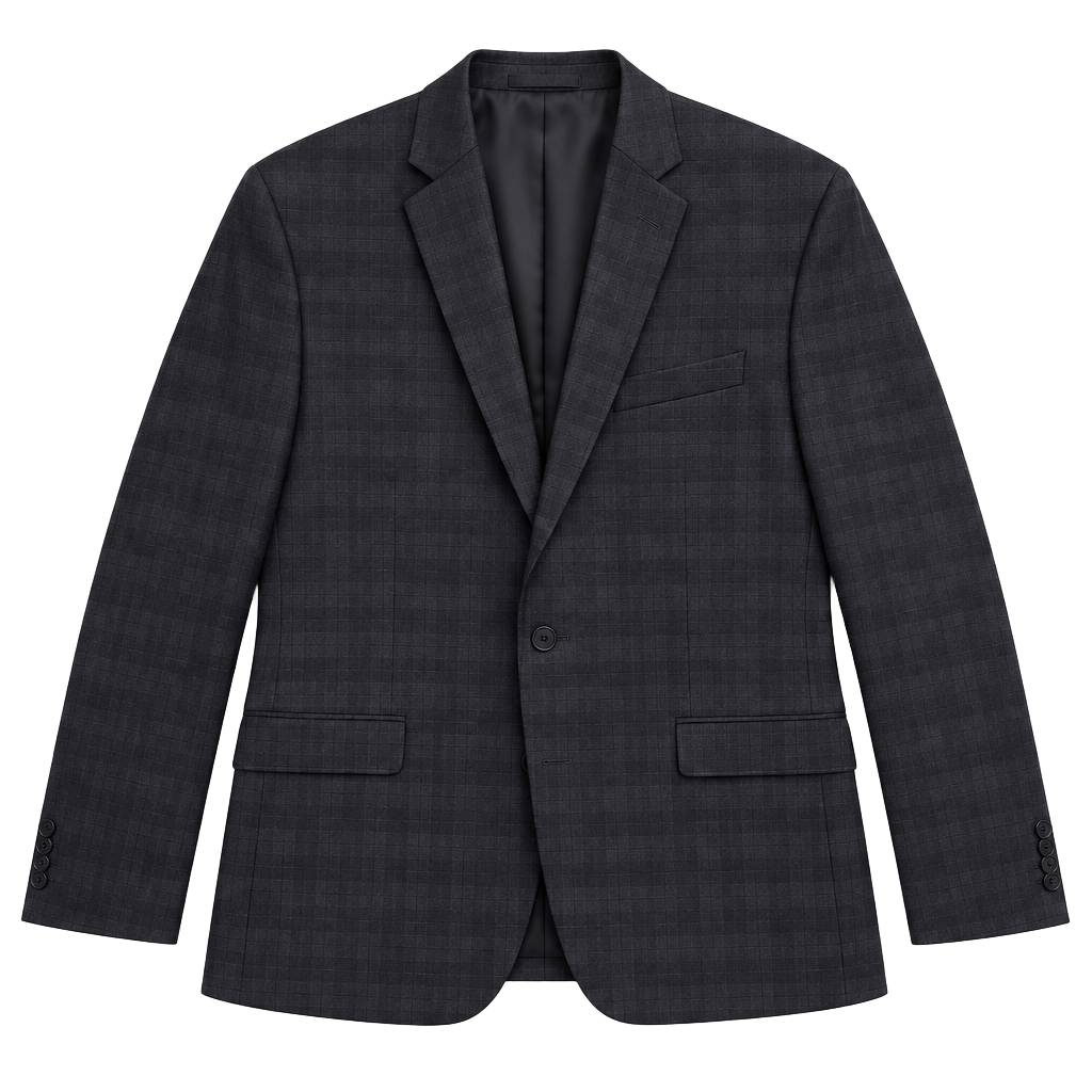 Calvin Klein Suit Jacket Size 48L Black Wool Plaid Sport Coat Blazer 1