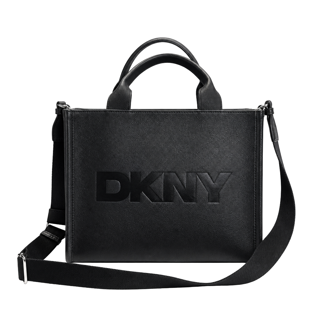 DKNY Hadlee Medium Tote Bag with Smiley and Apple Charms - Black 1