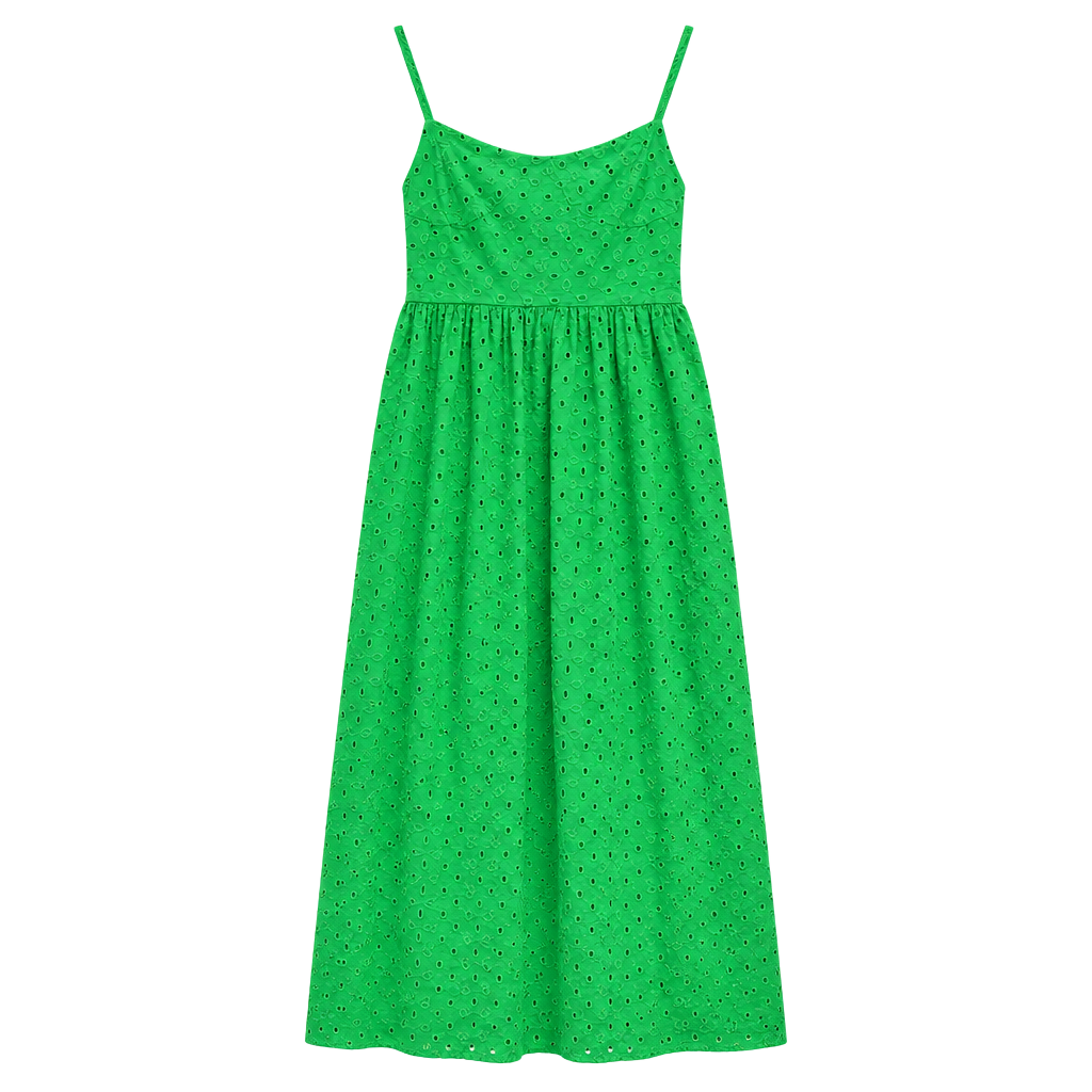 A New Day Green Eyelet Midi Dress Size S 1