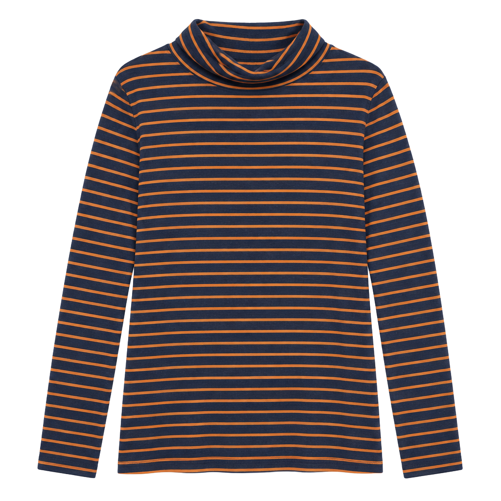 Dip Turtleneck Top Size XL Blue Orange Striped Long Sleeve Shirt 1