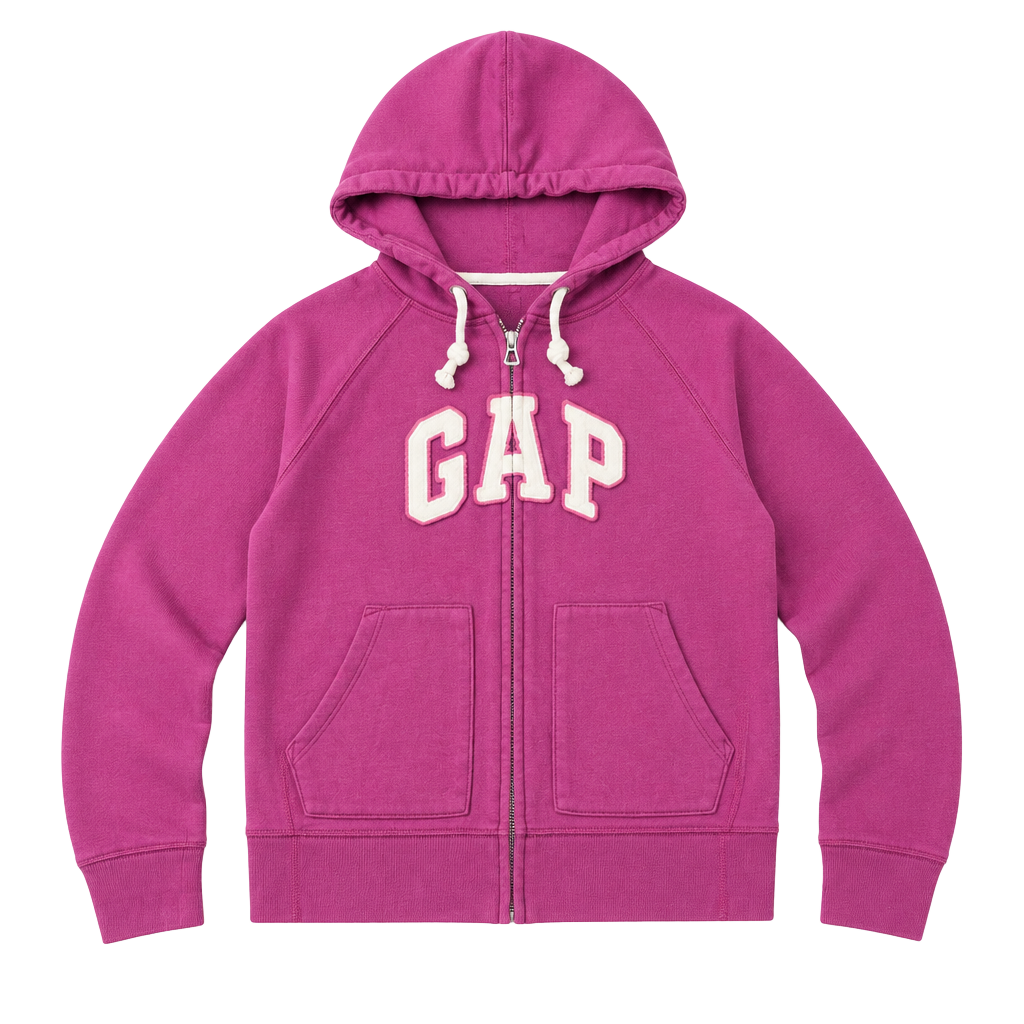Vintage Gap Arch Logo Full Zip Hoodie Magenta Pink Size M 1