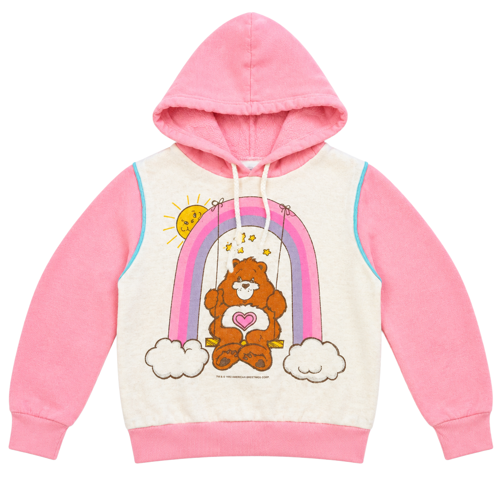 Care Bears Vintage Hoodie Size 7-8 Pink Tenderheart Bear Rainbow 1