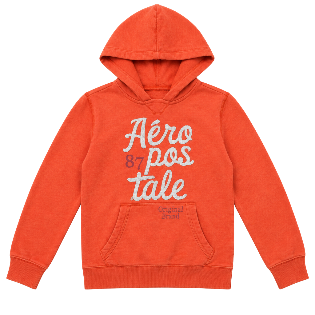 Aeropostale Hoodie Size M Orange Logo Pullover 1